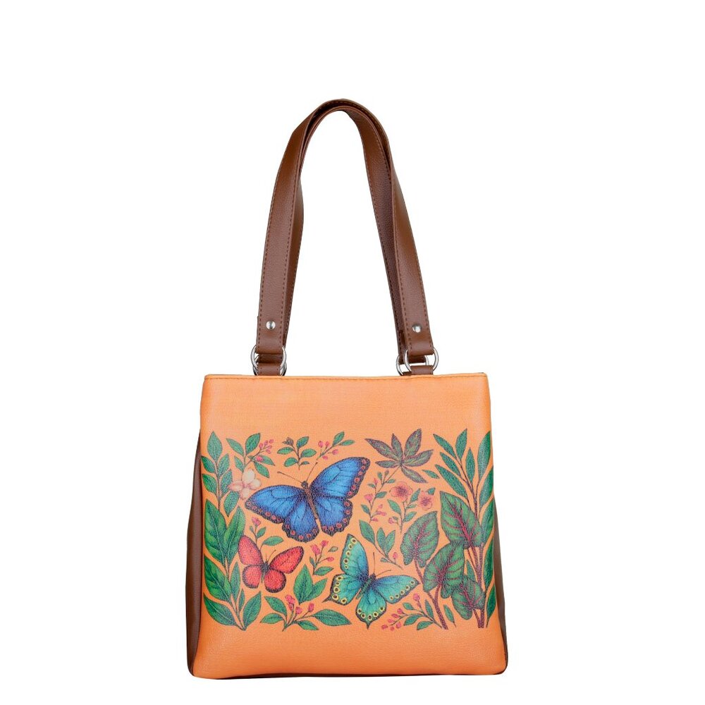 Printed Vegan Leather Shoulder Tote Bag for Women – Top Handle Handbag Purse
